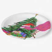 フラミンゴとクリスマスツリー ペーパープレート (アングル)