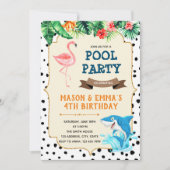 フラミンゴとサメパーティの招待状 招待状 (正面)