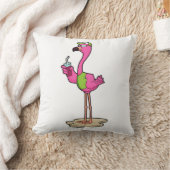フラミンゴとサングラス&キャップ クッション (ブランケット)