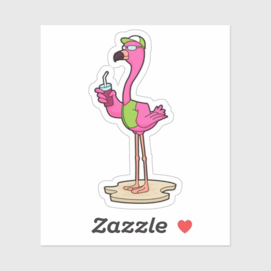 フラミンゴとサングラス&キャップ シール (シート)