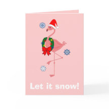 フラミンゴとサンタハットとリース