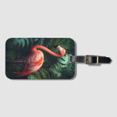 フラミンゴとジャングル離れの ラゲッジタグ (正面横)