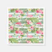 フラミンゴとストライプ スタンダードカクテルナプキン (正面)