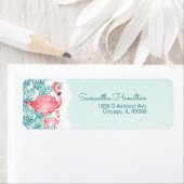 フラミンゴとティール(緑がかった色)熱帯離れベビーシャワー ラベル (インサイチュ)