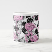 フラミンゴとハイビスカスの花 ジャンボコーヒーマグカップ (正面)