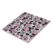 フラミンゴとハイビスカスの花 タイル (側面)