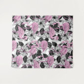 フラミンゴとハイビスカスの花 タペストリー (正面(横))