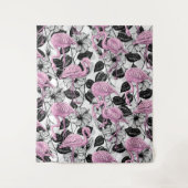 フラミンゴとハイビスカスの花 タペストリー (正面)