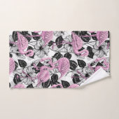 フラミンゴとハイビスカスの花 バスタオルセット (ハンドタオル)