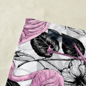 フラミンゴとハイビスカスの花 ビーチタオル (インサイチュ)