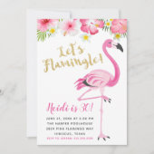 フラミンゴとハイビスカスバースデーパーティー 招待状 (正面)