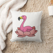 フラミンゴとハスの花 クッション (ブランケット)