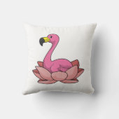 フラミンゴとハスの花 クッション (裏面)