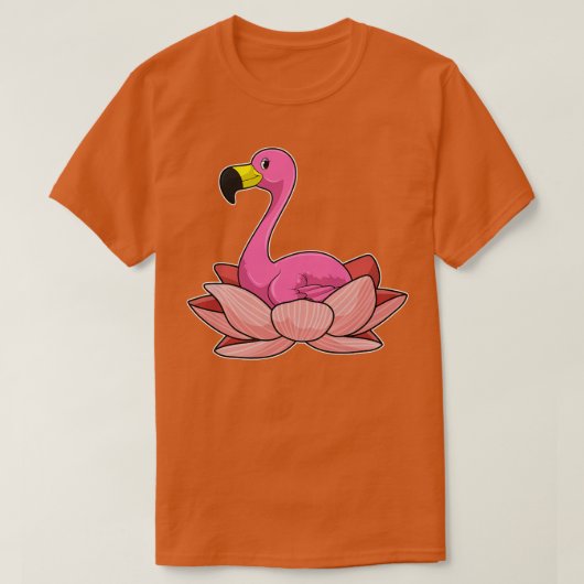 フラミンゴとハスの花 Tシャツ (デザイン正面)
