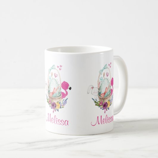 フラミンゴとバニーがいるのかわいい卵|過去記事 コーヒーマグカップ (正面右)
