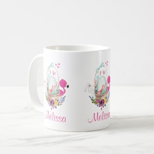 フラミンゴとバニーがいるのかわいい卵|過去記事 コーヒーマグカップ (正面左)
