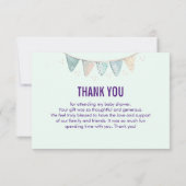 フラミンゴとバニーが入ったバスケットの卵ありがとう 招待状 (裏面)