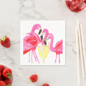 フラミンゴとバブル スタンダードカクテルナプキン (インサイチュ)