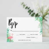 フラミンゴとパーム葉のRSVP 出欠カード (スタンド正面)