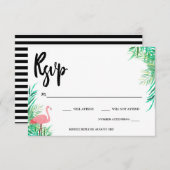 フラミンゴとパーム葉のRSVP 出欠カード (正面/裏面)