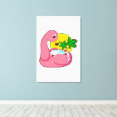 フラミンゴとプール キャンバスプリント (インサイチュ (ウッドフロア))