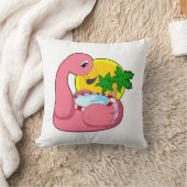フラミンゴとプール クッション (ブランケット)
