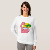 フラミンゴとプール Tシャツ (正面フル)