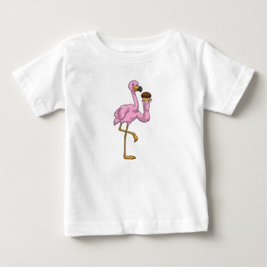 フラミンゴとマフィン ベビーTシャツ (正面)