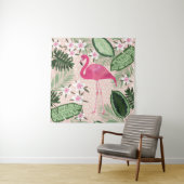 フラミンゴとヤシの木の継ぎ目のない図案 タペストリー (インサイチュ)