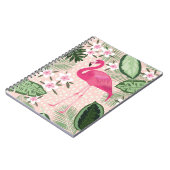 フラミンゴとヤシの木の継ぎ目のない図案 ノートブック (左側)