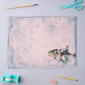 フラミンゴとワンダーランドのピンクと青のアリス 薄葉紙 (クラフト)