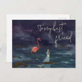 フラミンゴと女の子の友最高の人はカスタマイズ可能 ポストカード (正面/裏面)