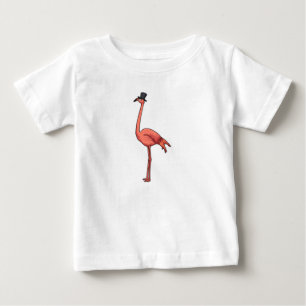 フラミンゴと帽子 ベビーTシャツ
