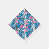 フラミンゴと手のひらの幾何学模様 スタンダードカクテルナプキン (角)