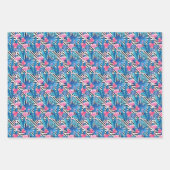 フラミンゴと手のひらの幾何学模様 ラッピングペーパーシート (正面)