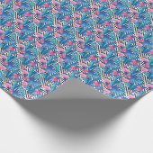 フラミンゴと手のひらの幾何学模様 ラッピングペーパー (角)