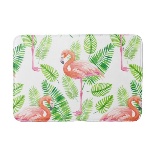 フラミンゴと熱帯葉の バスマット (正面)