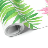 フラミンゴと熱帯葉の ラッピングペーパー (ロールコーナー)
