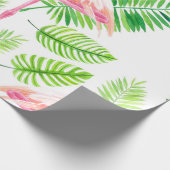 フラミンゴと熱帯葉の ラッピングペーパー (角)