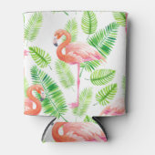 フラミンゴと熱帯葉の 缶クーラー (正面)