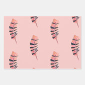 フラミンゴと羽のラッピング紙セット3 ラッピングペーパーシート (正面)