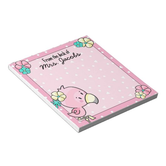 フラミンゴと花先生 ノートパッド (アングル)