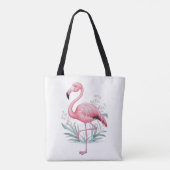 フラミンゴと花 トートバッグ (裏面)