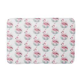 フラミンゴと花 バスマット