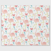 フラミンゴと花 ラッピングペーパー (フラット)