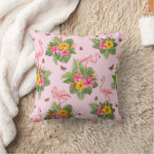 フラミンゴと蝶1 クッション (ブランケット)