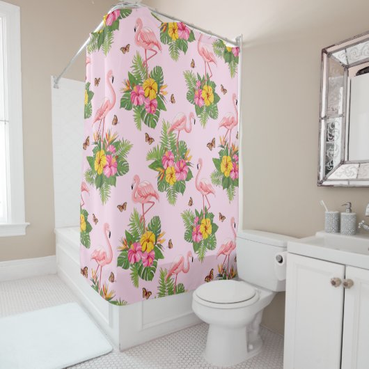 フラミンゴと蝶1 シャワーカーテン (インサイチュ)
