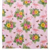 フラミンゴと蝶1 シャワーカーテン (正面)