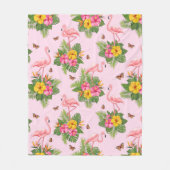 フラミンゴと蝶1 フリースブランケット (正面)