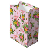 フラミンゴと蝶1 ミディアムペーパーバッグ (正面アングル)